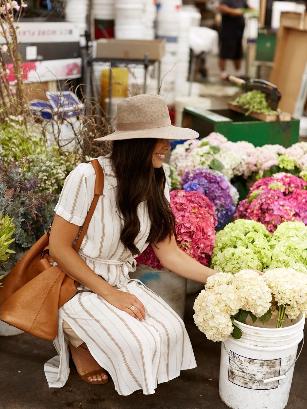 Janessa Leone Tan Straw Wide-Brim Fedora with Suede Band
